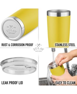 20oz Stainless Steel Tumbler With Lid and Straw - Sweat-Free Travel Coffee Mug Tumbler Cups