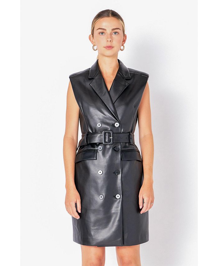 endless rose Women's Leather Double Breasted Mini Dress - Macy's