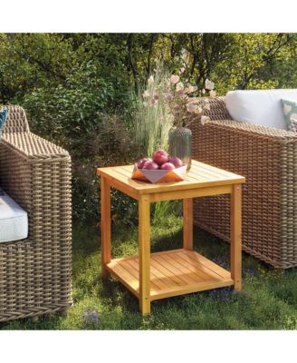 Side Table Solid Acacia Wood 17.7"x17.7"x17.7"