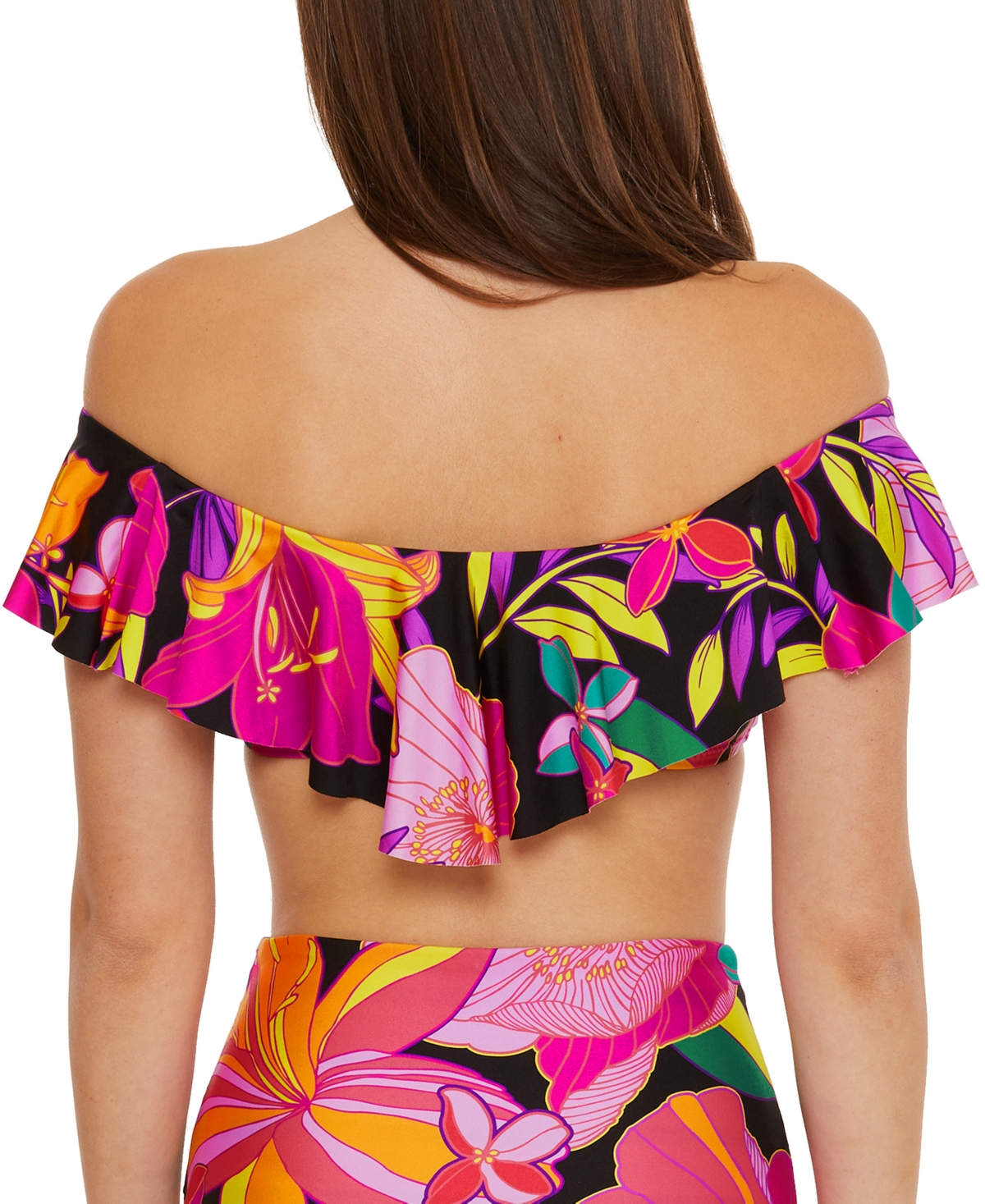 Shop Trina Turk Women's Solar Floral Ruffled Off-the-shoulder Bikini Top In Multi