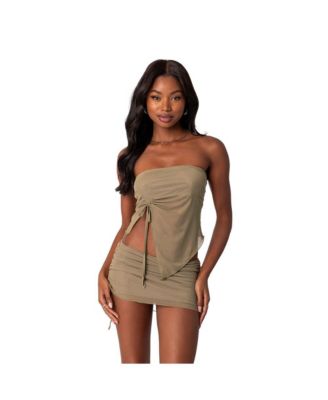 Womens Joy Asymmetric Sheer Mesh Tube Top