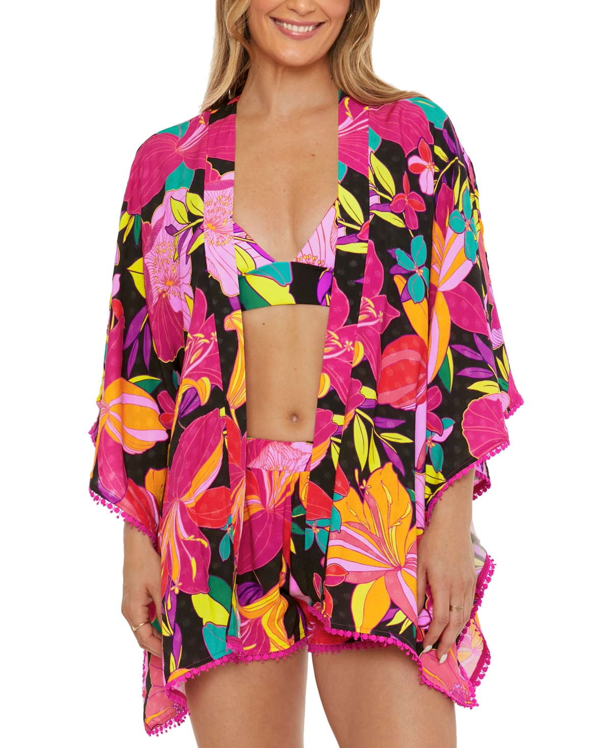 Women's Solar Floral Kimono Tunic Coverup, Created for Macy's - Multi