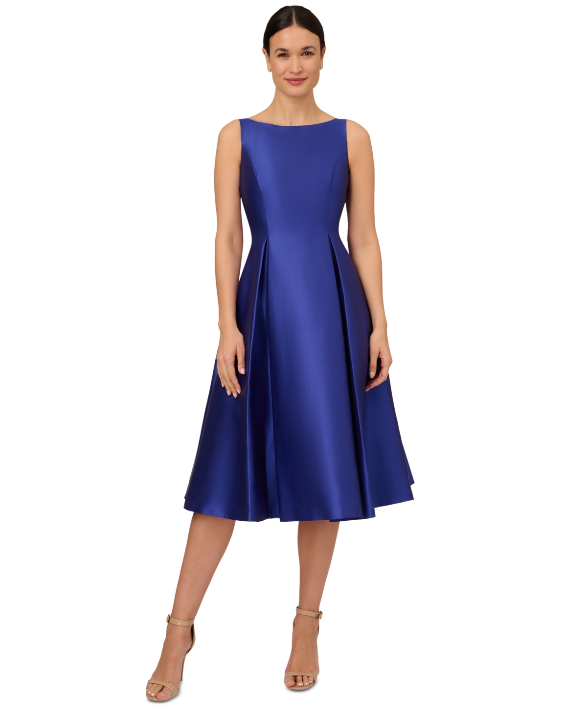 ADRIANNA PAPELL BOAT-NECK A-LINE DRESS