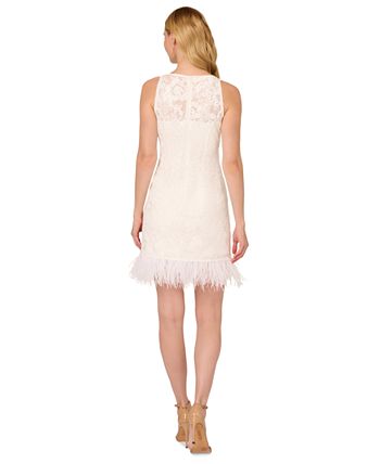 Adrianna Papell Women s Lace Feather Trim Sheath Dress Macy s
