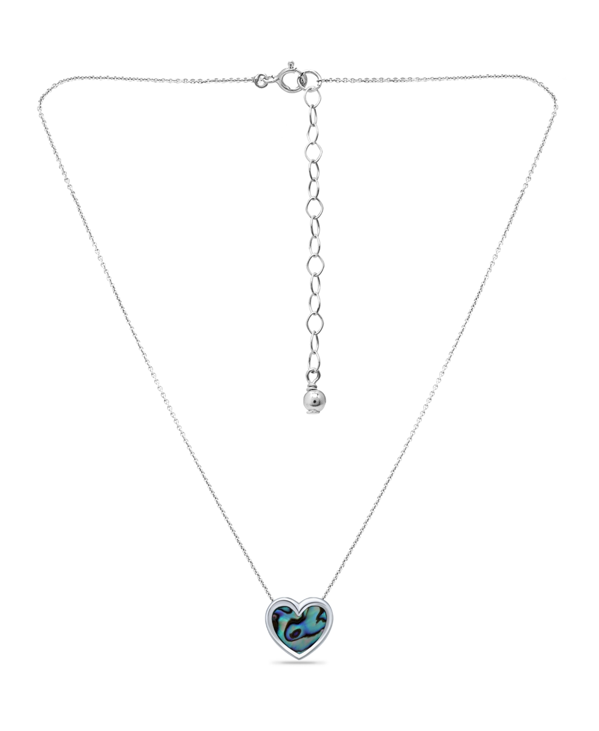 Shop Macy's Abalone Inlay Heart Pendant Necklace In Silver