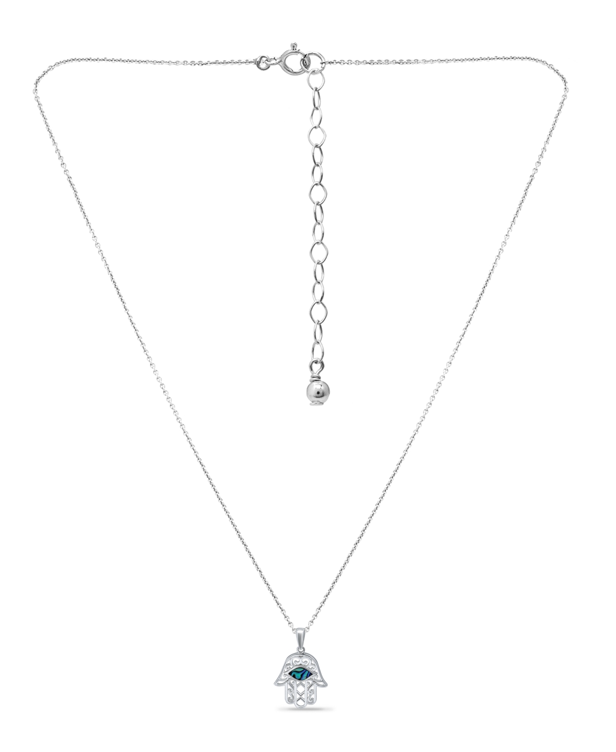 MACY'S ABALONE INLAY HAMSA NECKLACE 