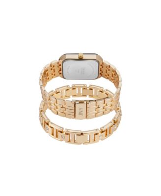 Men's Analog Shiny Gold-Tone Metal Watch 31mm Bracelet Gift Set