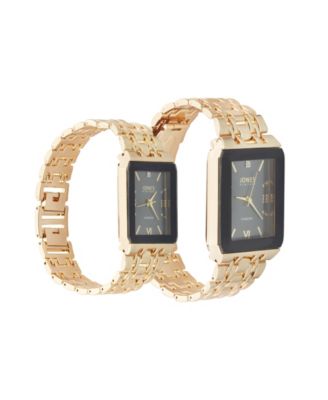 Men and Women's Analog Shiny Gold-Tone Metal Bracelet His Hers Watch 40mm, 32mm Gift Set