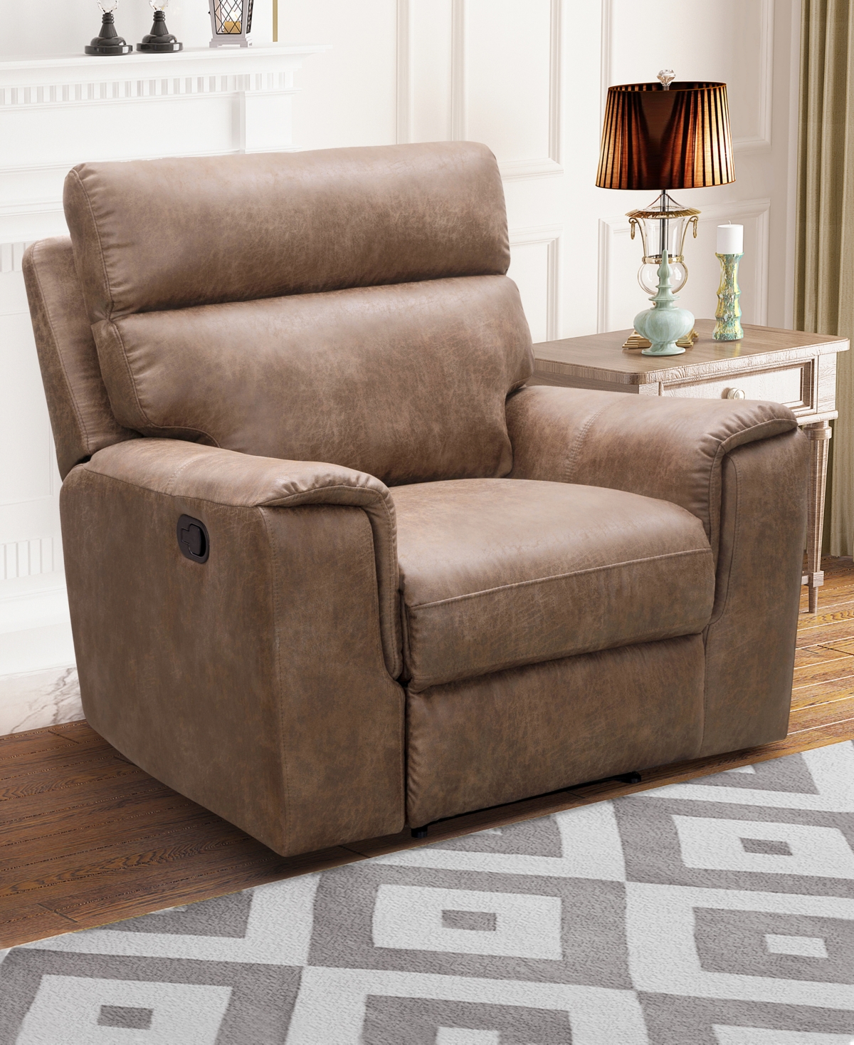 Shop Abbyson Living Lawrence 39.5" Fabric Recliner In Camel