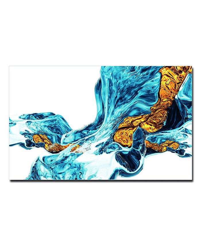 Simplie Fun "Abstract Waterfall with Gold" Acrylic Wall Art (32"H x 48