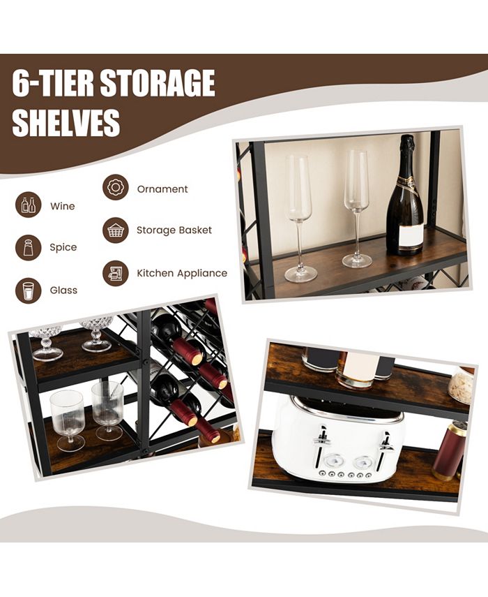 SUGIFT Industrial Floor Wine Rack with 3 Rows of Stemware Racks Macy's