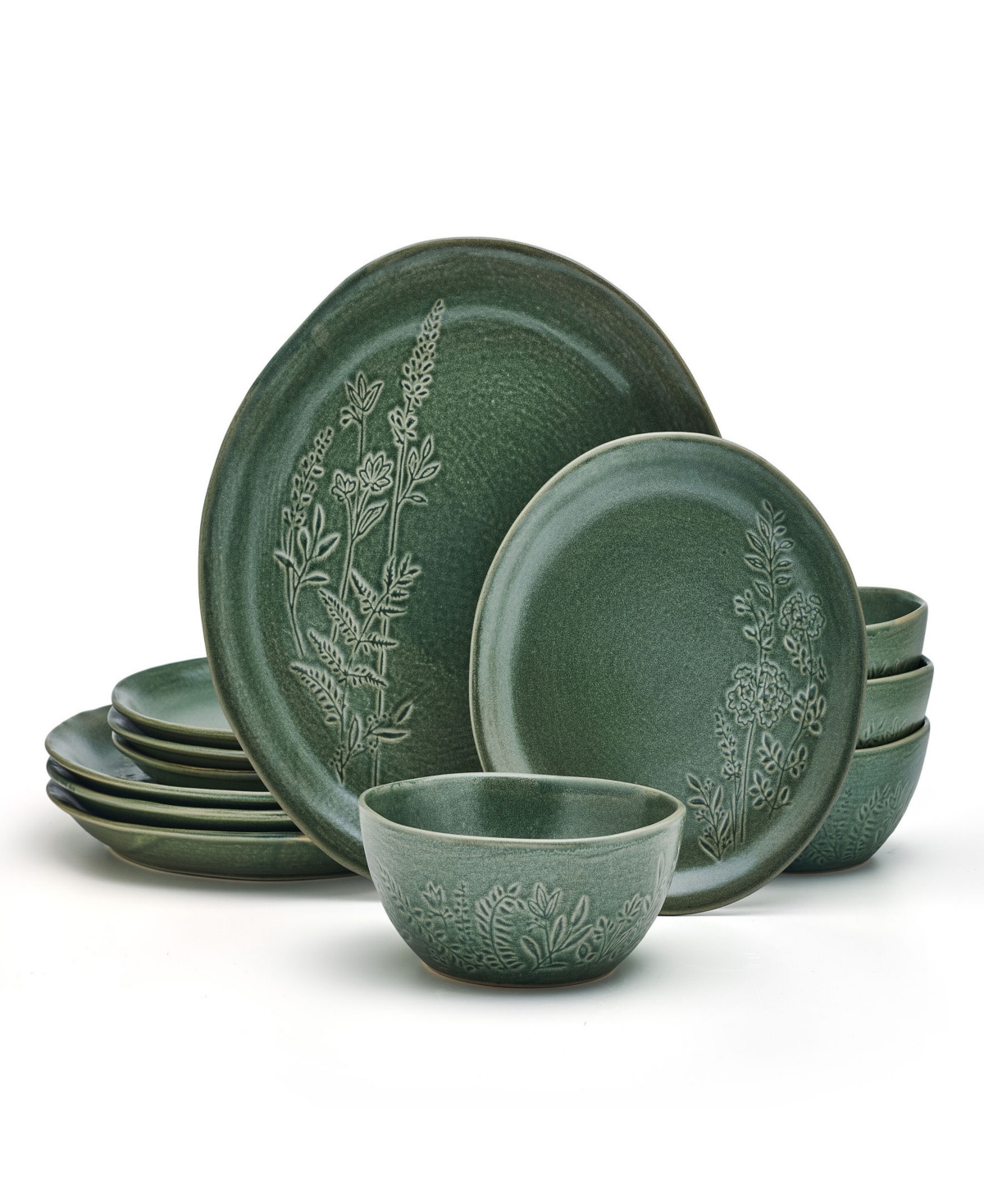 Carrie 12-Pc Dinnerware Set, Service for 4 - Green