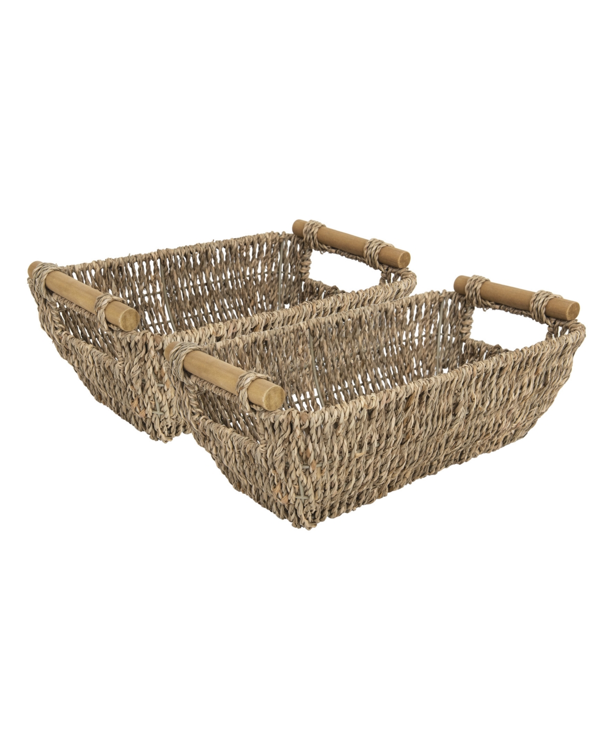 Wethinkstorage Set Of 2 6.5-liter Capacity Hand-woven Seagrass Basket In Natural