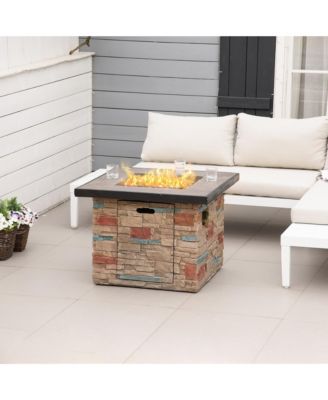 32" Square Propane Gas Fire Pit Table w/ Cover and Lava Rocks,