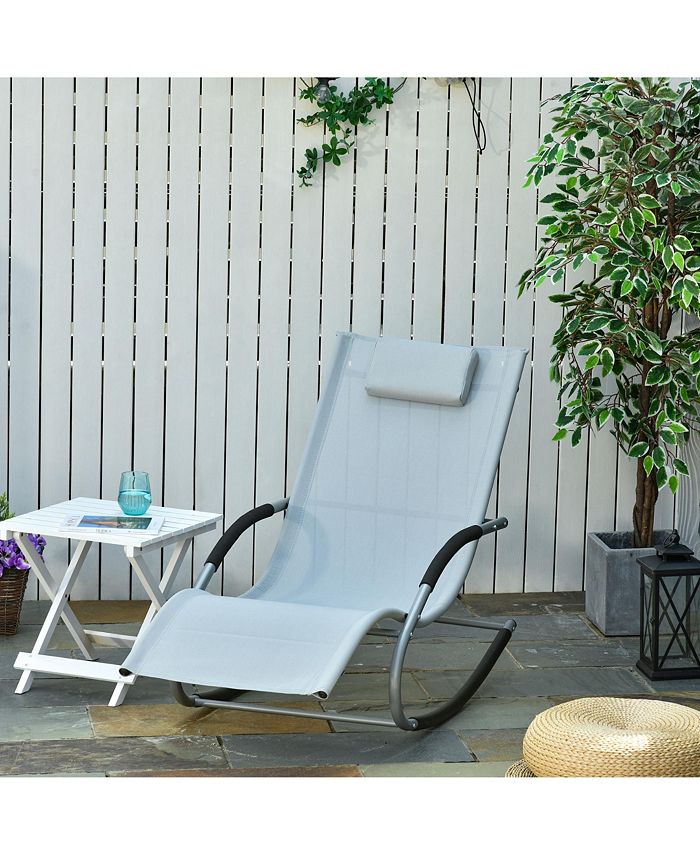 Outsunny Zero Gravity Rocking Chair Outdoor Chaise Lounge Chair ...
