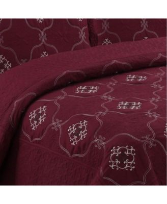 3 Piece Quilted Embroidery Quilts Bedspreads Set Emma - King/ California king