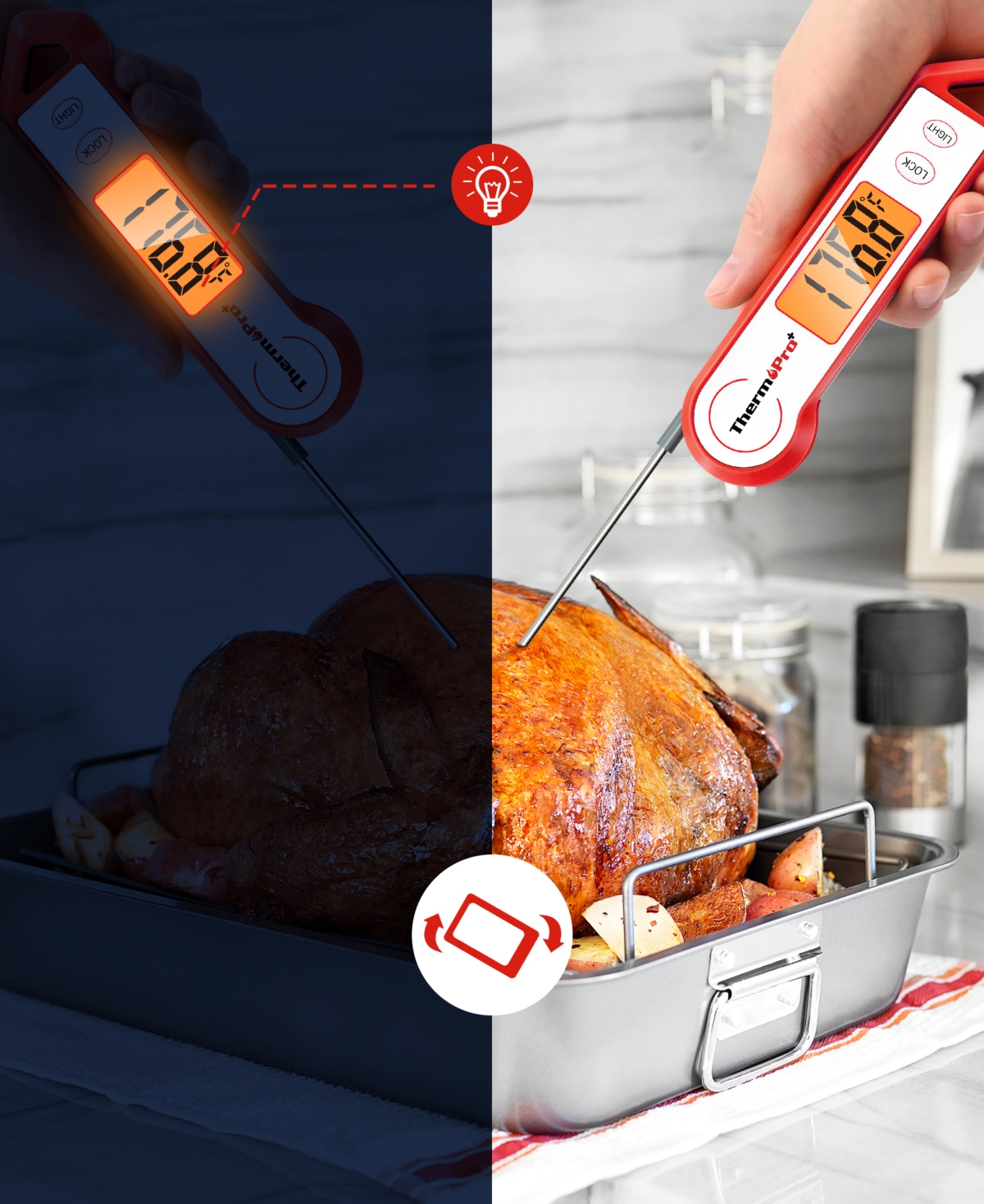 Thermopro Pack Of 1 Tp19hw Water-resistant Digital Meat Thermometer In White