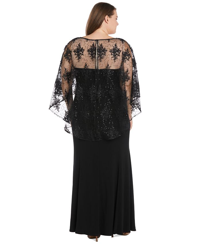 R & M Richards Plus Size Embroidered-Capelet Gown - Macy's