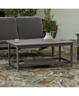 Riviera All-Weather Poly Resin Wood Two Tiered Adirondack Slatted Coffee Conversation Table