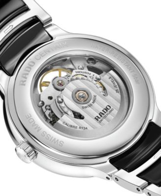 Unisex Swiss Automatic Centrix Open Heart Black Ceramic & Stainless Steel Bracelet Watch 40mm