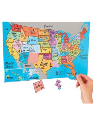 Collections Etc Magnetic Geography Map Puzzle Blue - Macy's