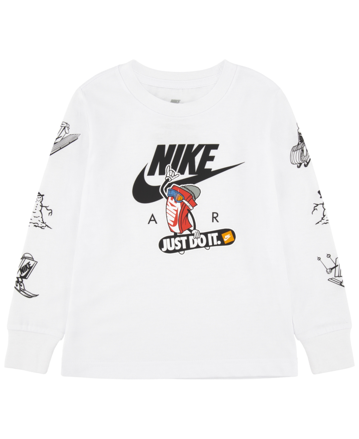 Nike Kids' Little Boys Boxy Snowboarding Long Sleeve T-shirt In White