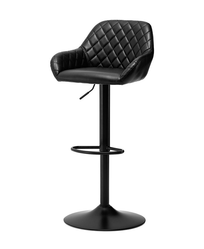 Glitzhome Set of 2 Leatherette MidCentury Modern Quilted Gaslift Adjustable Swivel Bar Stool