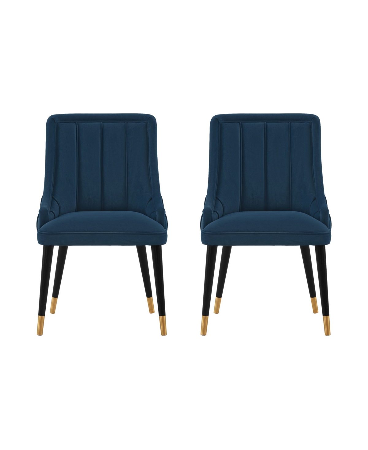Manhattan Comfort Eda 2-piece Velvet Upholstered Dining Chair Set In Midnight Blue