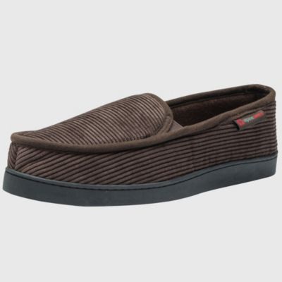 Men's Wide Slippers Steve Moccasin House Shoes Memory Foam Insole Corduroy Slip-On Terry Lining Indoor Outdoor Non-Slip Rubber Outsole