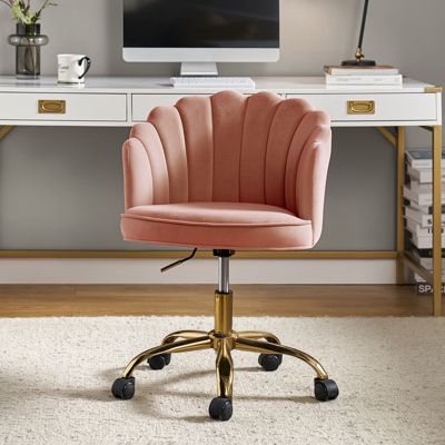Woman Modern Cute Shell Back Upholstered Desk Chair for Vanity, Living Room