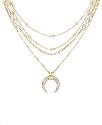 Ettika Layered Gold Chain & Crescent Horn Necklace