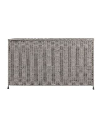 Woven Paper Rope Storage Chest with Hinged Lid and Integrated Handles