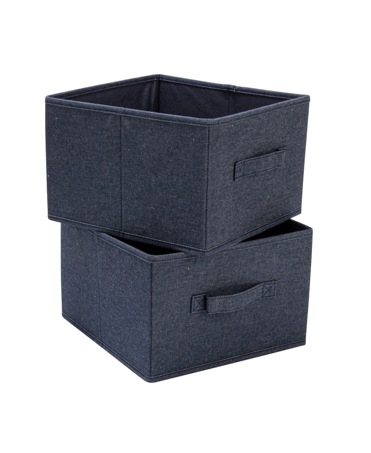 Household Essentials Collapsible Cotton Blend Cube Storage Drawer With Handle, Set Of 2 In Blue