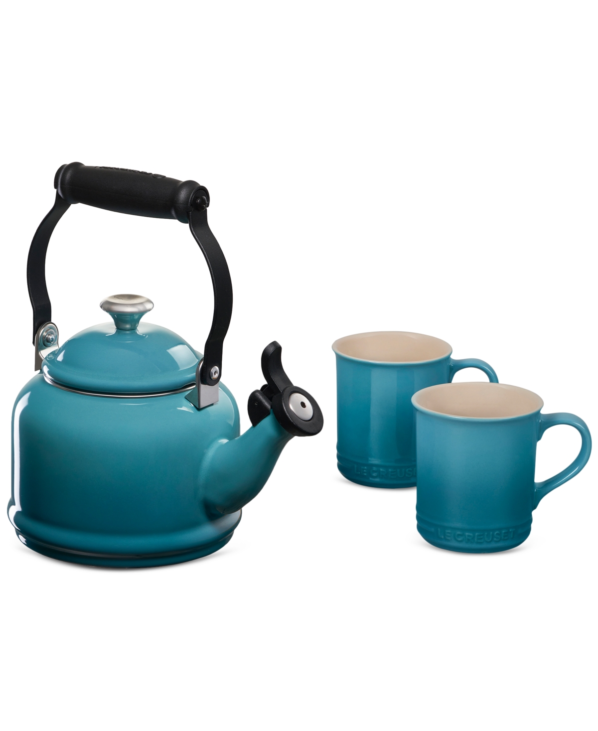 Le Creuset Enamel-on-steel Demi Kettle & Stoneware Mug Set In Blue
