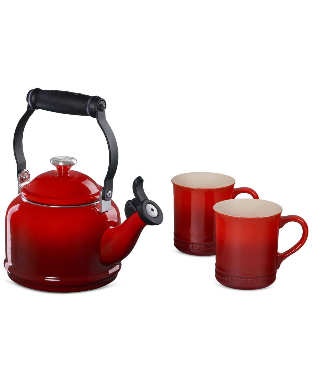 Le Creuset Enamel-on-steel Demi Kettle & Stoneware Mug Set In Pink