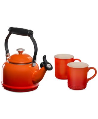 Enamel-on-Steel Demi Kettle & Stoneware Mug Set