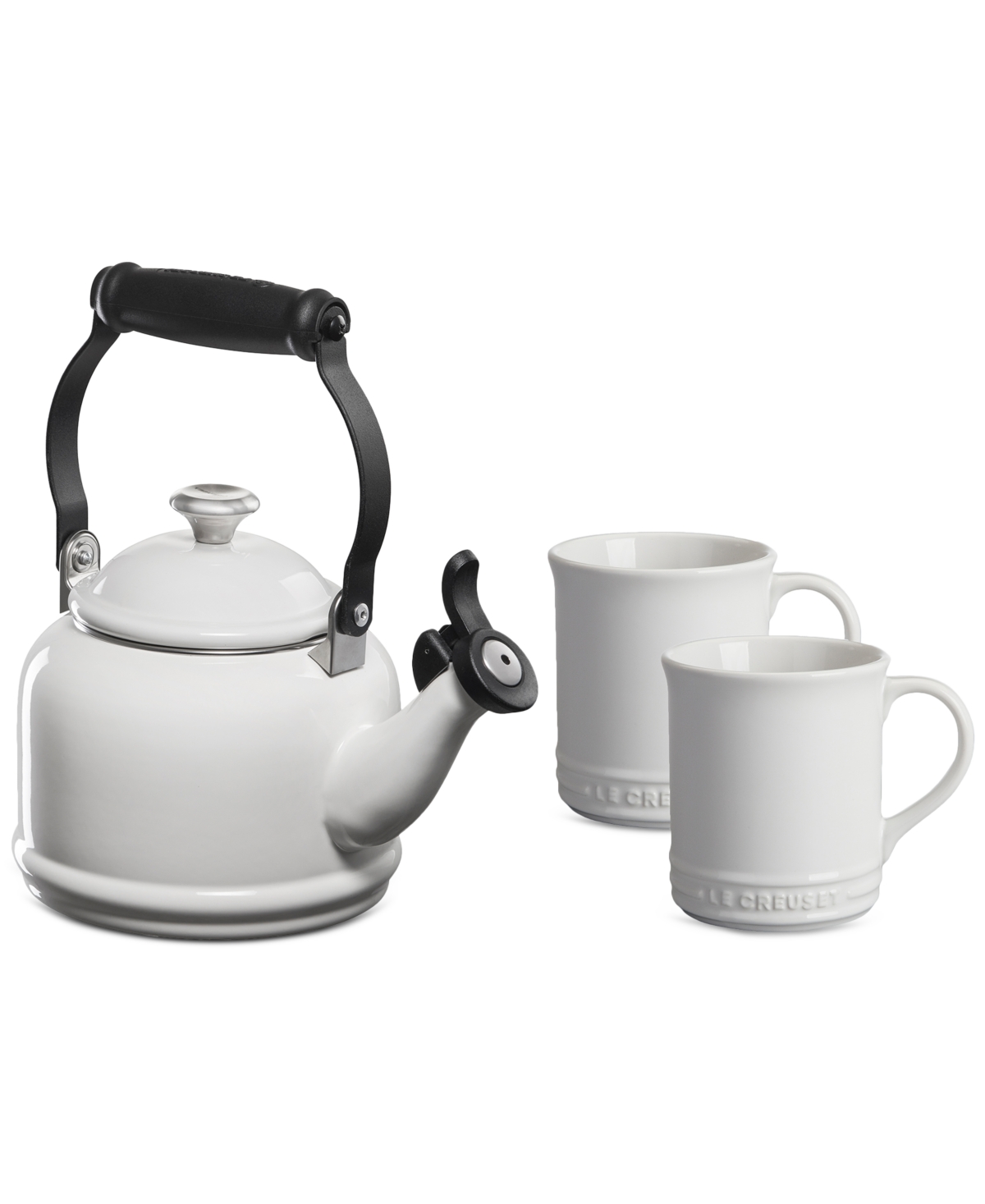 Le Creuset Enamel-on-steel Demi Kettle & Stoneware Mug Set In White