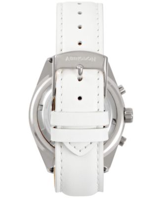 Women's Katherine Chronograph White Leather Strap  Steel Watch 40mm