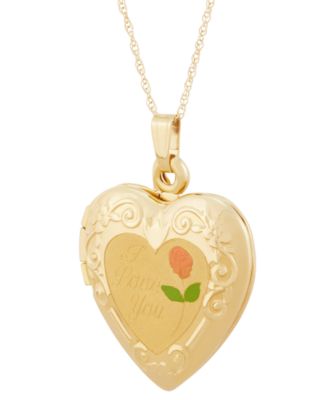 Engraved Heart Locket 18" Pendant Necklace in 10k Gold