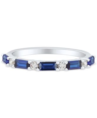 Lab-Grown Blue Sapphire (5/8 ct. t.w.) & Lab-Grown White Sapphire (1/5 ct. t.w.) Stack Ring in Sterling Silver