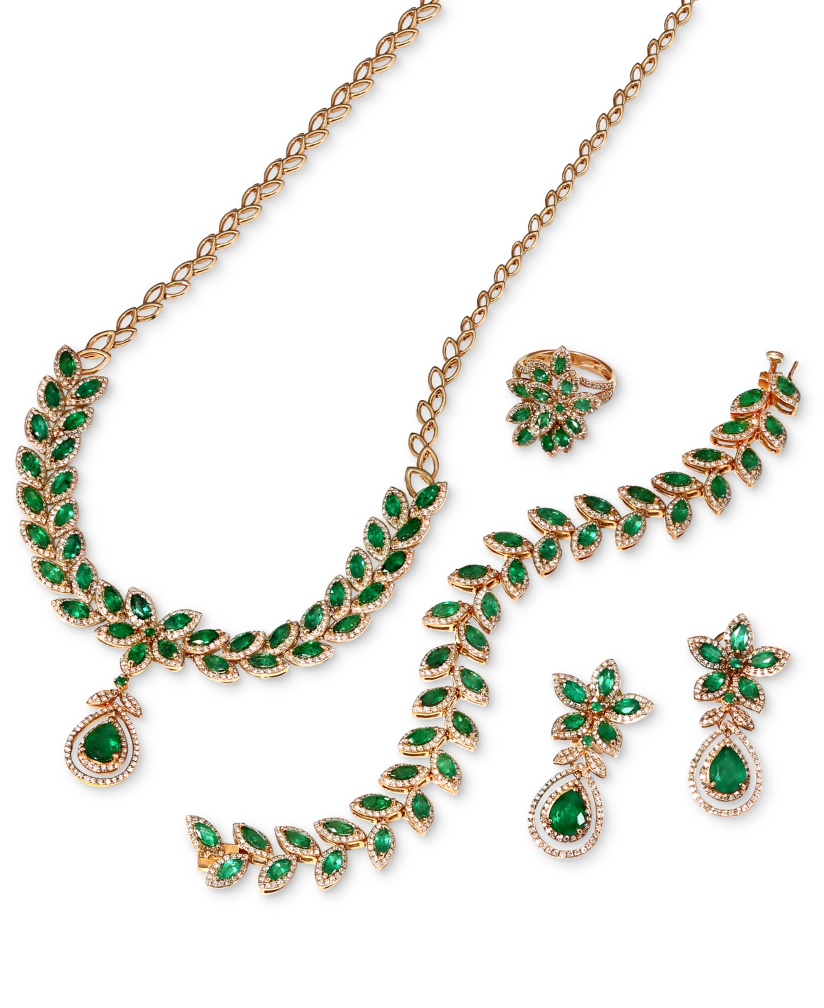 Brasilica by Effy(11-3/4 ct. t.w.) and Diamond (2-3/4 ct. t.w.) Pendant Necklace in 14k Gold, Created for Macy's - Emerald/Yellow Gold