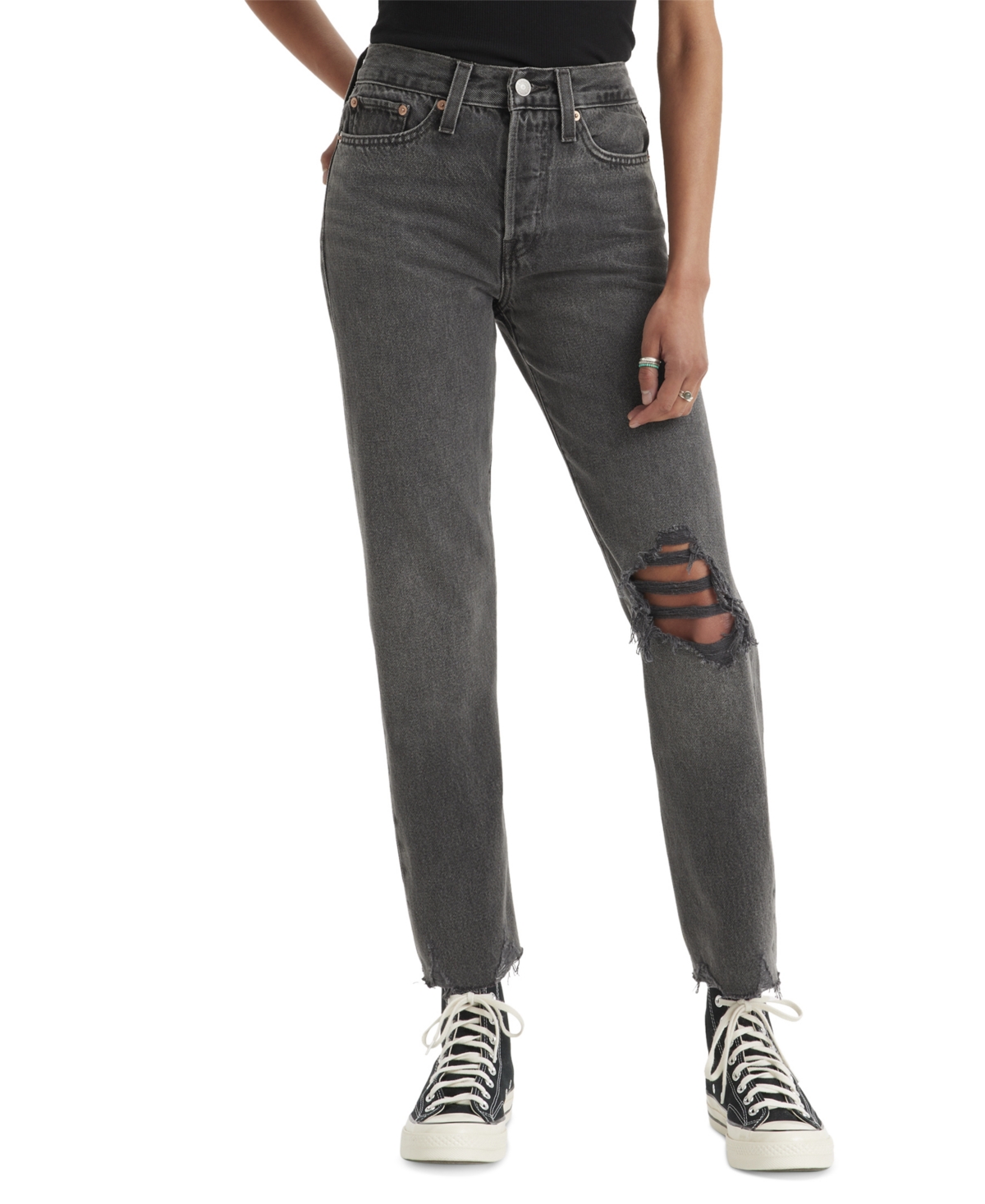 Levi's Women's Wedgie Straight-leg High Rise Cropped Jeans In Tech Trick