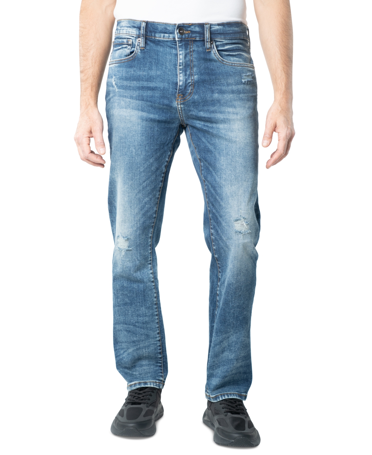 Men's Straight-Fit Stretch Destroyed Jeans - Vincent