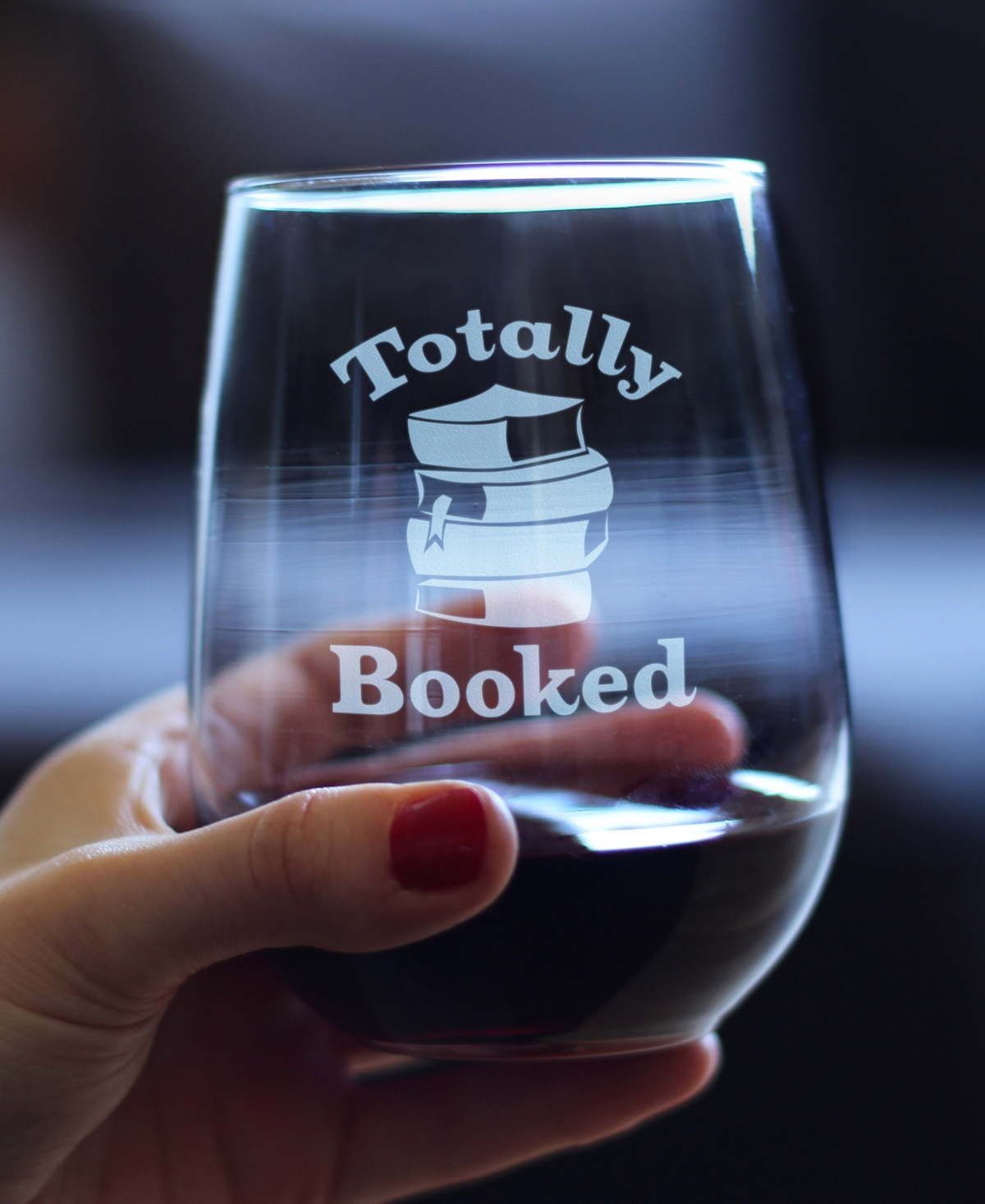 Bevvee Totally Booked Book Lovers Gift Stem Less Wine Glass,