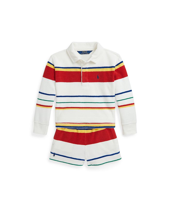 Polo Ralph Lauren Toddler and Little Girls Striped Terry Rugby Shirt