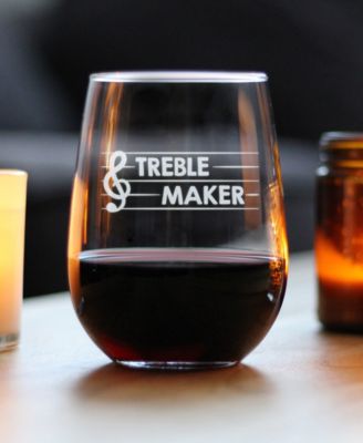 Treble Maker Musician Gifts Stem Less Wine Glass, 17 oz