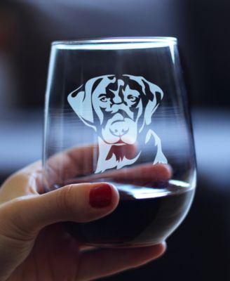 Labrador Retriever Face Labrador Dog Gifts Stem Less Wine Glass, 17 oz