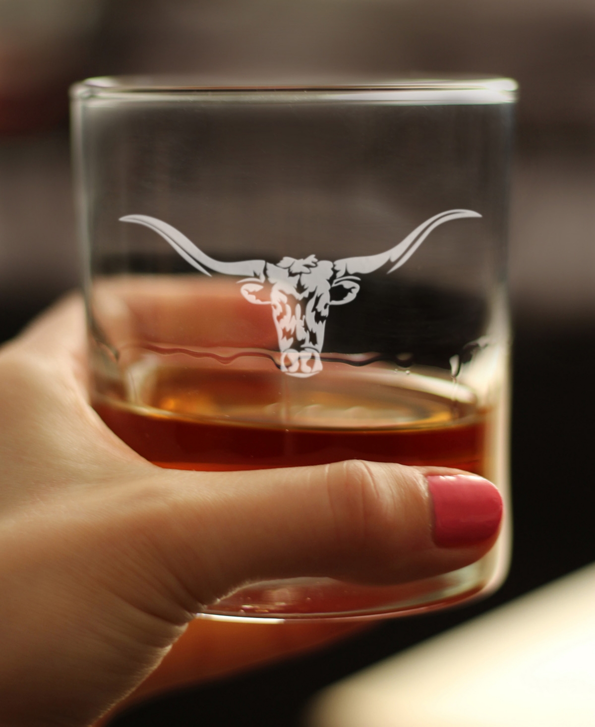 Bevvee Longhorn Texas Rancher Gifts Whiskey Rocks Glass,