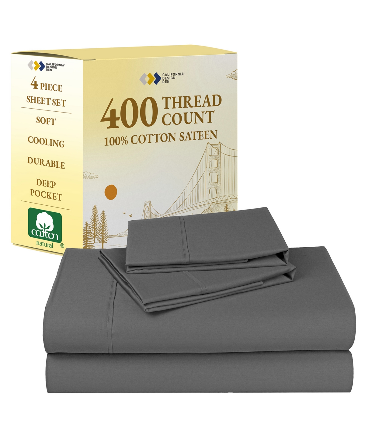 California Design Den Soft Cotton Sheet Set - 400 Thread Count 100% Cotton Sateen