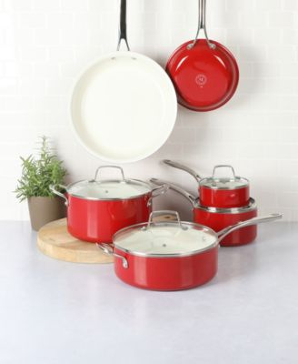 Martha Stewart Collection Lockton Ceramic Interior 10 Piece Cookware Set